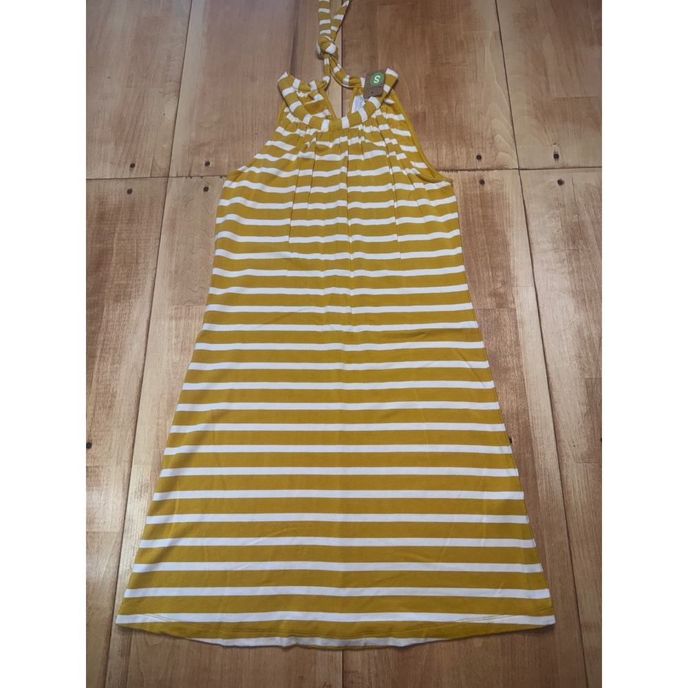Market & Spruce Striped Halter Neck Dress Mustard Yellow White‎ Size S